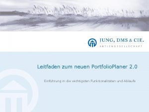 Leitfaden zum neuen Portfolio Planer 2 0 Einfhrung