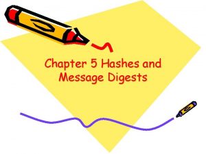 Chapter 5 Hashes and Message Digests Introduction A