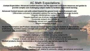 AC Math Expectations Content Expectation Advanced Content teachers
