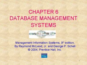 CHAPTER 6 DATABASE MANAGEMENT SYSTEMS Management Information Systems