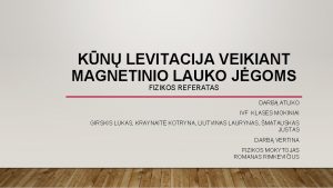 KN LEVITACIJA VEIKIANT MAGNETINIO LAUKO JGOMS FIZIKOS REFERATAS