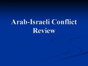 ArabIsraeli Conflict Review Roots 1900 1945 n Slow