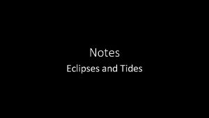 Notes Eclipses and Tides Eclipses Anything lit by