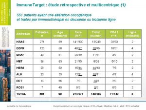 Immuno Target tude rtrospective et multicentrique 1 551
