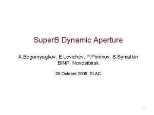 Super B Dynamic Aperture A Bogomyagkov E Levichev