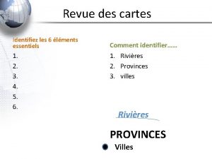 Revue des cartes Identifiez les 6 lments essentiels