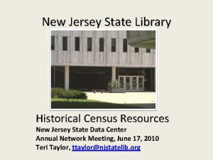 New Jersey State Library Historical Census Resources New