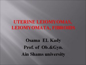 UTERINE LEIOMYOMAS LEIOMYOMATA FIBROIDS Osama EL Kady Prof