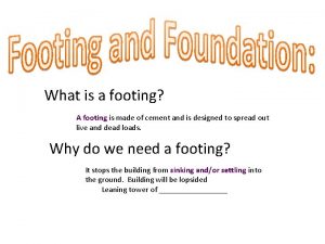 What is a footing A footing is made