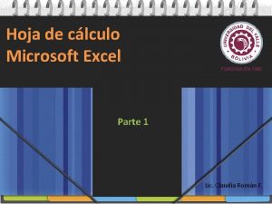 Hoja de clculo Microsoft Excel Parte 1 Lic