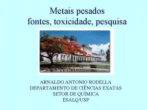 Metais pesados fontes toxicidade pesquisa ARNALDO ANTONIO RODELLA