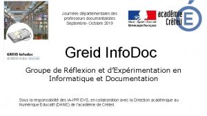 Journes dpartementales des professeurs documentalistes Septembre Octobre 2019