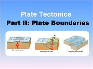 Plate Tectonics Part II Plate Boundaries Three Types