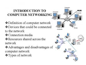 INTRODUCTION TO COMPUTER NETWORKING v Definition of computer