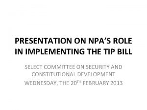 PRESENTATION ON NPAS ROLE IN IMPLEMENTING THE TIP