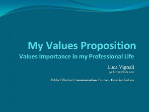 My Values Proposition Values Importance in my Professional