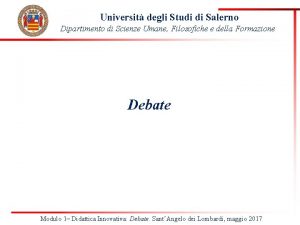 Universit degli Studi di Salerno Dipartimento di Scienze