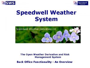 Speedwell Weather System The Open Weather Derivative and