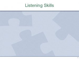 Listening Skills 1 Importance of Listening Skills In