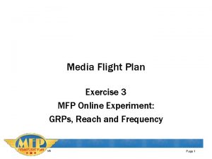 Media Flight Plan Exercise 3 MFP Online Experiment