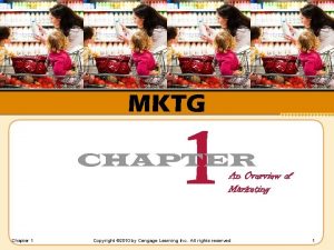 MKTG 1 CHAPTER Chapter 1 An Overview of