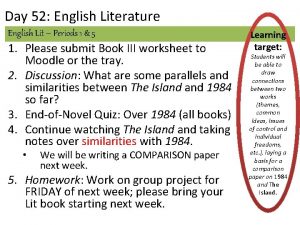 Day 52 English Literature English Lit Periods 1