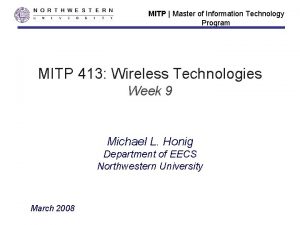 MITP Master of Information Technology Program MITP 413