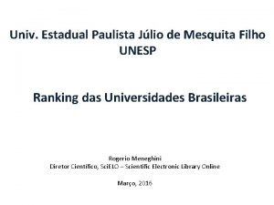 Univ Estadual Paulista Jlio de Mesquita Filho UNESP