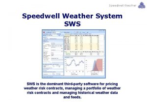 Speedwell Weather System SWS is the dominant thirdparty