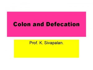 Colon and Defecation Prof K Sivapalan Functions of
