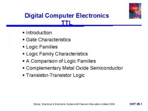 Digital Computer Electronics TTL Introduction Gate Characteristics Logic