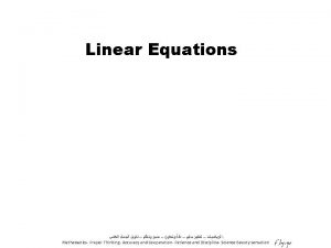 Linear Equations Mathematics Proper Thinking Accuracy and Cooperation