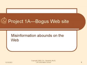 Project 1 ABogus Web site Misinformation abounds on