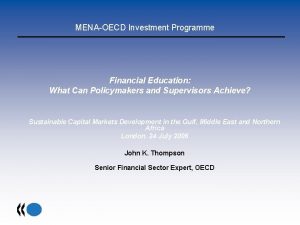 MENAOECD Investment Programme Financial Education What Can Policymakers