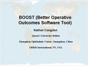 BOOST Better Operative Outcomes Software Tool Nathan Congdon