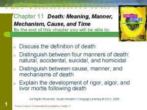 Chapter 11 Death Meaning Manner Mechanism Cause and