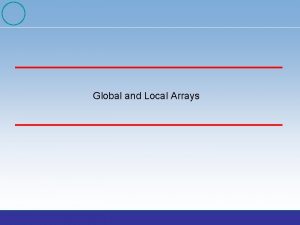 Global and Local Arrays Topics covered Types of