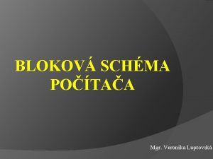 BLOKOV SCHMA POTAA Mgr Veronika Luptovsk OBSAH vod