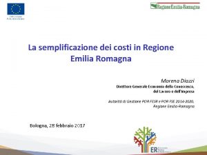 La semplificazione dei costi in Regione Emilia Romagna