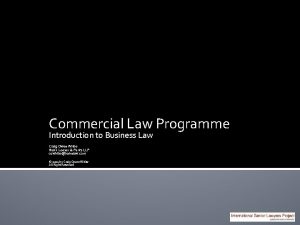 Commercial Law Programme Introduction to Business Law Craig