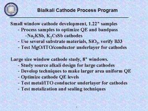 Bialkali Cathode Process Program Small window cathode development