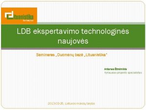 LDB ekspertavimo technologins naujovs Seminaras Duomen baz Lituanistika