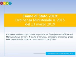 Esame di Stato 2019 Ordinanza Ministeriale n 2015