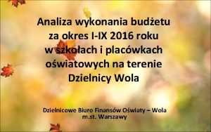 Analiza wykonania budetu za okres IIX 2016 roku