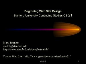 Beginning Web Site Design Stanford University Continuing Studies