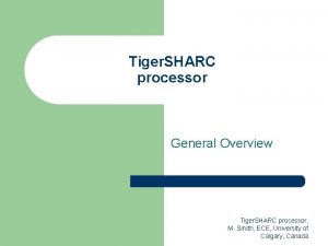 Tiger SHARC processor General Overview Tiger SHARC processor