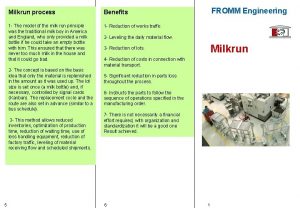 Milkrun process Benefits 1 The model of the