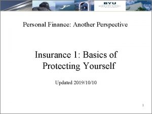 Personal Finance Another Perspective Insurance 1 Basics of