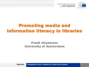 Promoting media and information literacy in libraries Frank