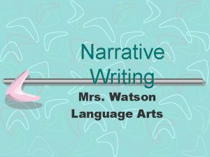 Narrative Writing Mrs Watson Language Arts What is